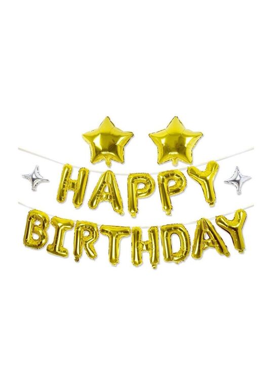 Other - Happy Birthday Gold Foil Balloon set & stars
